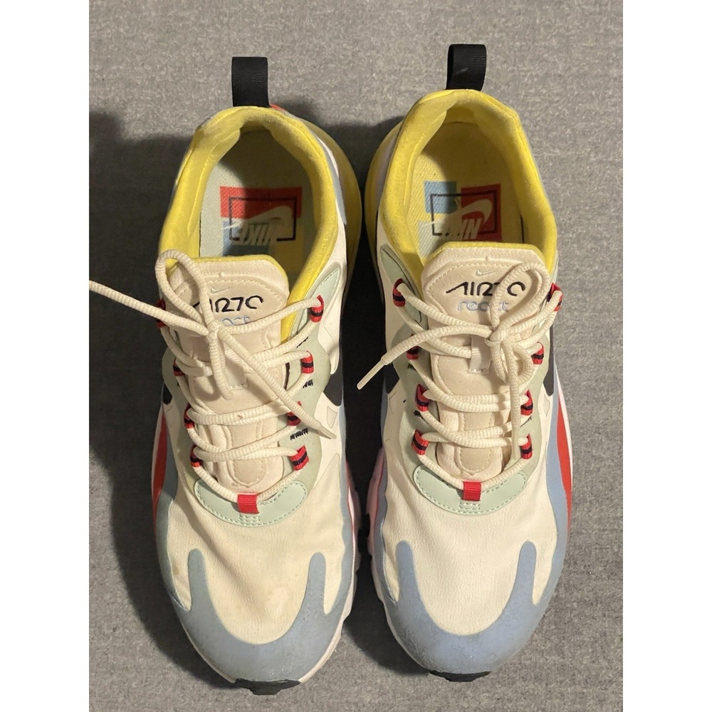 Nike Air Max 270 React Multi Color Sail Black Volt Men's Size 10‎